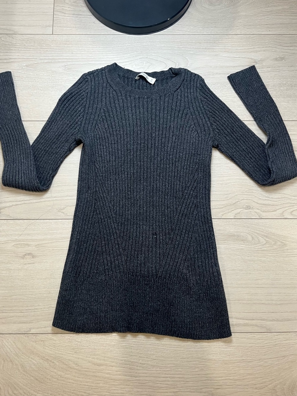 Abecrombie & Fitch Sweater Women Form Fitting Y2K Medium Gray Ribbed Long Sleeve